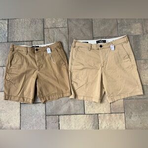 Hollister Men's Brown and Tan Flat Front Shorts
